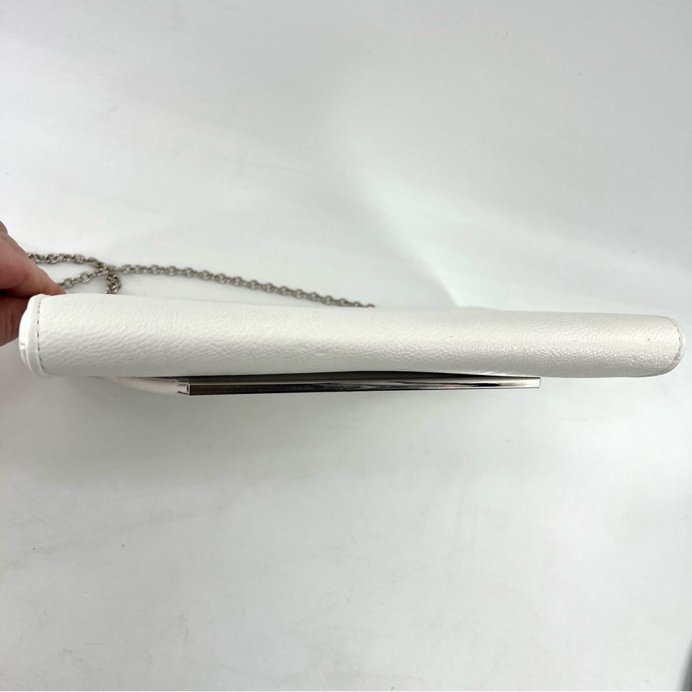 Woven Faux Leather envelope‎ clutch shoulder Bag White Silver lulu Townsend - Picture 5 of 14